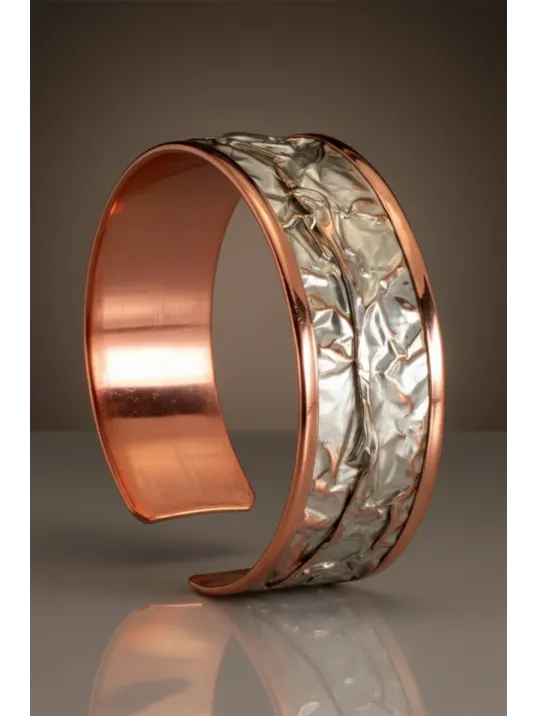 Kadın Bakır Bileklik - Beyaz Yıldız Tozu Kalın Model Bakır Kadın Bileklik