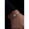Erkek Gümüş Bileklik - Osmanlı Tuğralı Kral Zincirli 925 Ayar Gümüş Bileklik