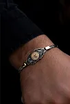 Erkek Gümüş Bileklik - Osmanlı Tuğralı Kral Zincirli 925 Ayar Gümüş Bileklik