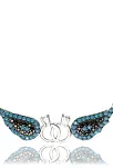 Çift Tektaşlı Kanatlı Bayan Gümüş Kolye Orta Boy
