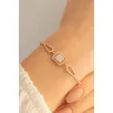 Kadın Gümüş Bileklik - Baget Taşlı Damla Model Gümüş Bileklik