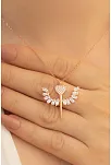 Kadın Gümüş Kolye - Zirkon Taşlı Rose Kalpli Mikailin Kılıcı Model 2 Kadın Gümüş Kolye