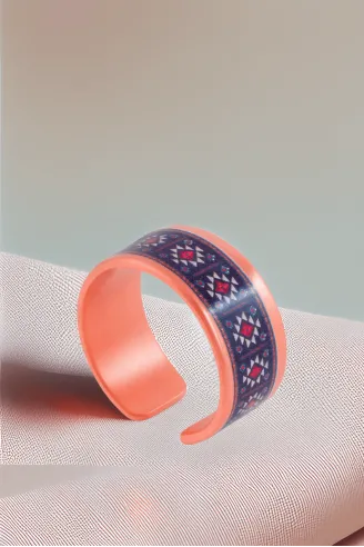 Kadın Bakır Yüzük - Zeta Model Özel Baskı Metal Kutu Ve Kuvars Taşı