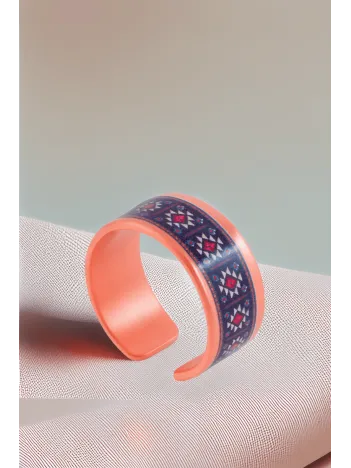 Kadın Bakır Yüzük - Zeta Model Özel Baskı Metal Kutu Ve Kuvars Taşı