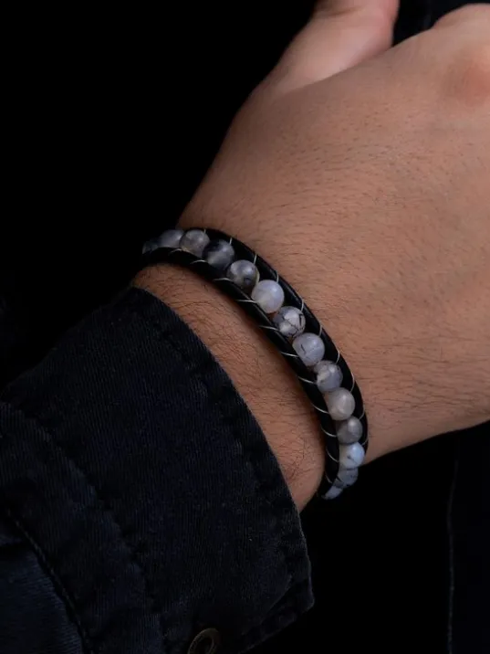 Akik Doğal Taşlı Damarlı Deri Bileklik DKLSYHAKIK2 Akik Doğal Taşlı Damarlı Deri Bileklik DKLSYHAKIK2