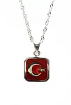 Türk Bayrağı Bayan Gümüş Kolye