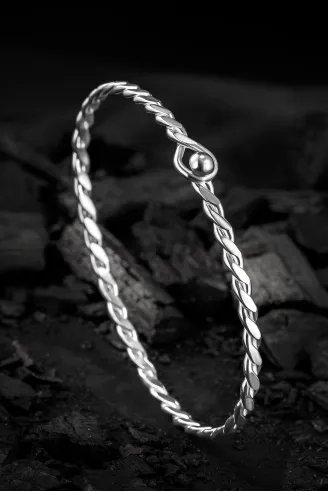 Erkek Gümüş Bileklik - El Yapımı Oksitli Gümüş Zahir Erkek Bileklik Kelepçe