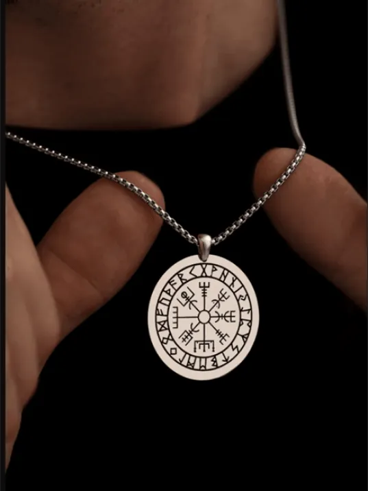 Viking Pusulası - Erkek Kolye - Viking Pusulası Model Erkek Çelik Kolye - 316 L Paslanmaz Çelik