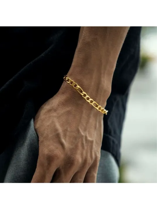 18 Ayar Gerçek Altın Kaplama Kararmayan 5 Mm Erkek Gümüş Bileklik Figaro Model 18 Ayar Gerçek Altın Kaplama Kararmayan 5 Mm Erkek Gümüş Bileklik Figaro Model