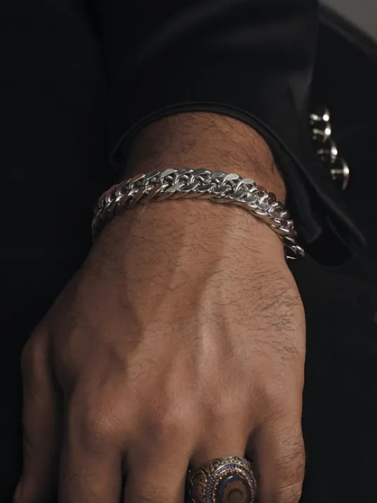 Ottoman Gümüş Renk Kalın Çelik Gurmet Erkek Bileklik CBLGUMUSKLN-GMS