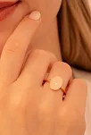 Kadın Gümüş Yüzük - El İşçiliği Rose Kaplama Elips Motifli Zirkon Taşlı Kadın Yüzük