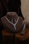 Bengi Bayan Zirkon Taşlı Gümüş Su Yolu Set - Kolye, Bileklik, Küpe, Yüzük