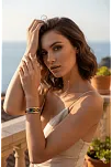 Kadın Bakır Bileklik - Laura Model Özel Baskı Metal Kutu Ve Kuvars Taşı