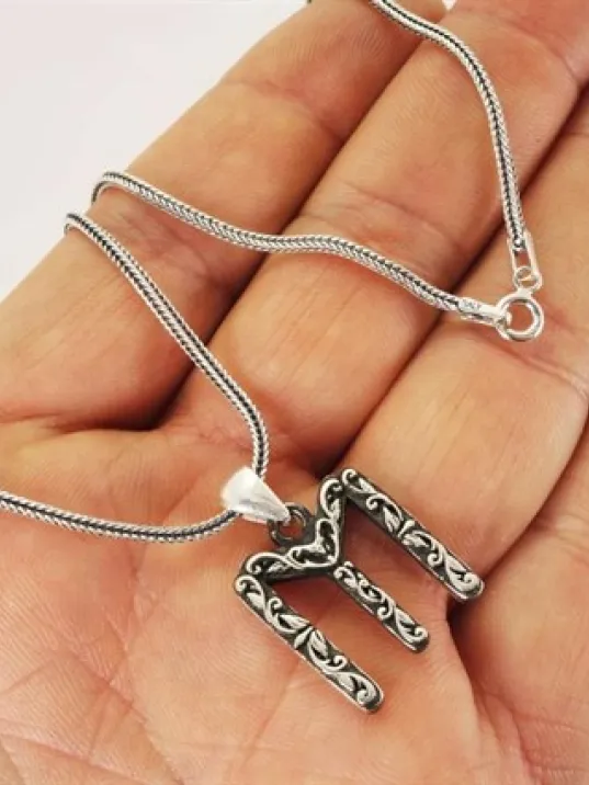 IYI Yazılı Kayı Boyu Simgeli Gümüş Erkek Kolye Zincir