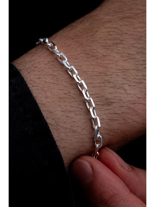 Erkek Gümüş Bileklik - 4.5 mm Forse Zincir Gümüş Bileklik
