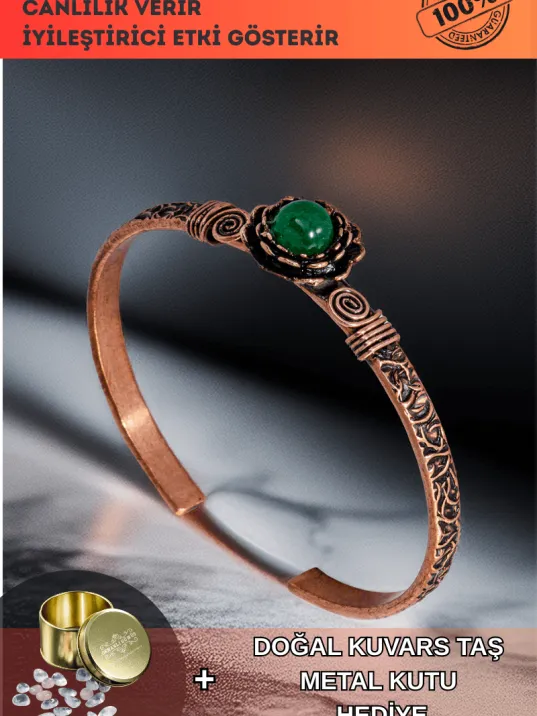 Kadın Bakır Bileklik - Yeşil Akik Taşı Ağaç Kabuğu Model İnce Metal Kutu Kuvars Taşlı Bilezik Kadın Bakır Bileklik - Yeşil Akik Taşı Ağaç Kabuğu Model İnce Metal Kutu Kuvars Taşlı Bilezik