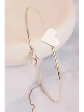 Kadın Gümüş Bileklik - El Yapımı Gümüş Kalp Motifli Kadın Bileklik Kelepçe