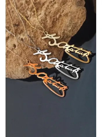 Kemal Atatürk İmzası Gümüş Kadın Kolye