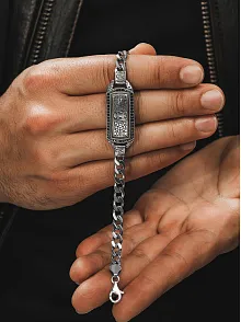 Erkek Gümüş Bileklik - Çift Selçuklu Kartalı İşlemeli Oksitli Gurmet Model 925 Ayar Erkek Bileklik