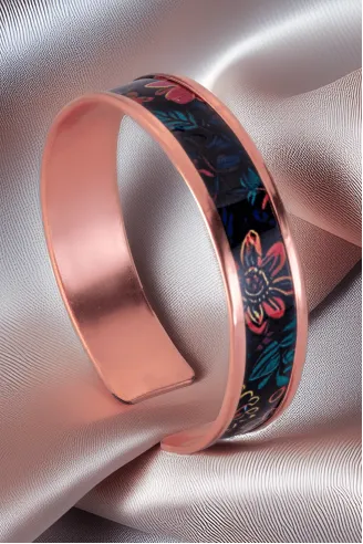 Kadın Bakır Bileklik Yüzük Set - Bianca Model Özel Baskı Metal Kutu Ve Kuvars Taşı