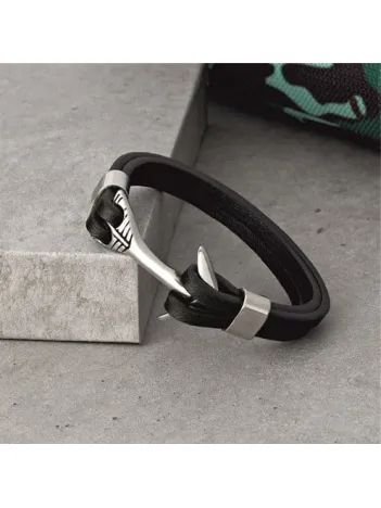 Ottoman Çapa Modeli Deri Çelik Erkek Bileklik CBLSYHCAPA0