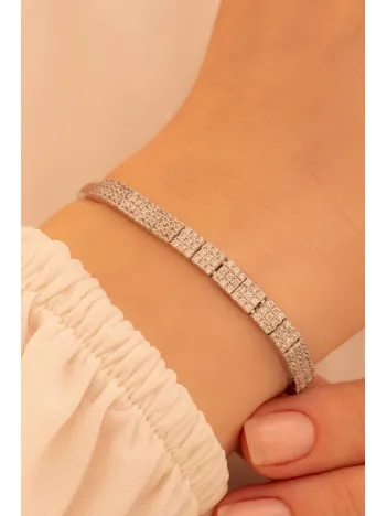 Kadın Gümüş Bileklik - Sedef Zirkon Taşlı Kadın Bileklik