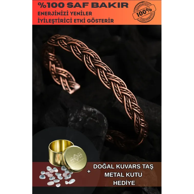 Kadın Bakır Bileklik - Örgü Model Kadın Bakır Kelepçe Bileklik Bilezik