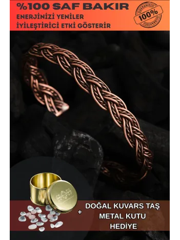 Kadın Bakır Bileklik - Örgü Model Kadın Bakır Kelepçe Bileklik Bilezik