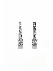 Kadın Gümüş Küpe - Dilruba Baget Taşlı Kare Küpe