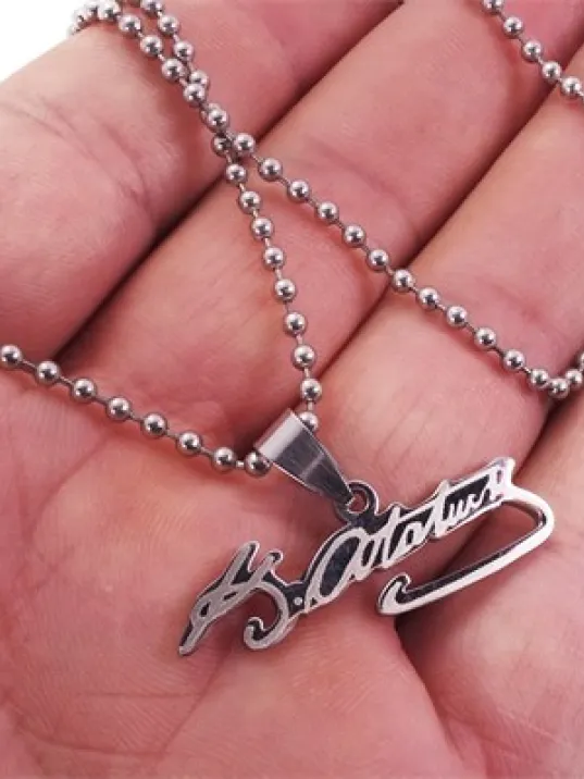 Atatürk İmzası Paslanmaz Erkek Bayan Çelik Kolye Zincir