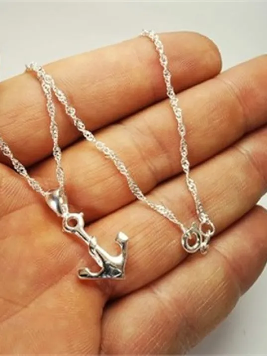 Gemi Çapası Gümüş Bayan Kolye Küçük Boy