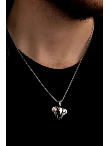 Erkek Gümüş Kolye - Fil Kafası Motifli Gümüş Kolye