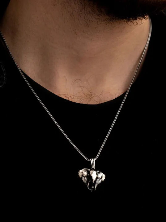 Erkek Gümüş Kolye - Fil Kafası Motifli Gümüş Kolye Erkek Gümüş Kolye - Fil Kafası Motifli Gümüş Kolye