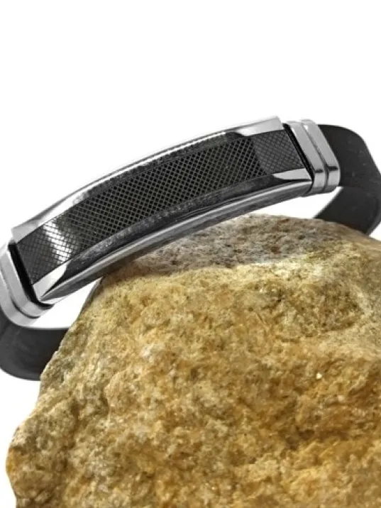 Baklava Çizgi Desen Kauçuk Çelik Erkek Bileklik CBLBKLVADSN-BYZ