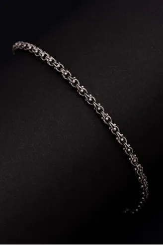 Erkek Gümüş Bileklik - 3mm Arnavut Zinciri Gümüş Bileklik