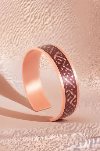 Kadın Bakır Bileklik - Eve Model Özel Baskı Metal Kutu Ve Kuvars Taşı