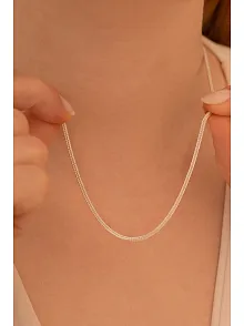 Kadın Gümüş Kolye - 2 mm Beyaz Tilki Kuyruğu Zincir Gümüş Kadın Kolye