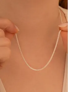 Kadın Gümüş Kolye - 2 mm Beyaz Tilki Kuyruğu Zincir Gümüş Kadın Kolye