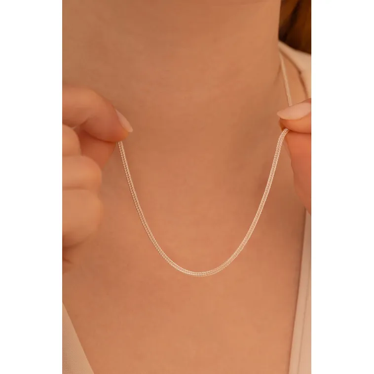 Kadın Gümüş Kolye - 2 mm Beyaz Tilki Kuyruğu Zincir Gümüş Kadın Kolye Kadın Gümüş Kolye - 2 mm Beyaz Tilki Kuyruğu Zincir Gümüş Kadın Kolye
