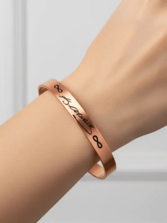 Erkek Kadın Bakır Bileklik - Mustafa Kemal Atatürk İmzalı Bakır Bilezik