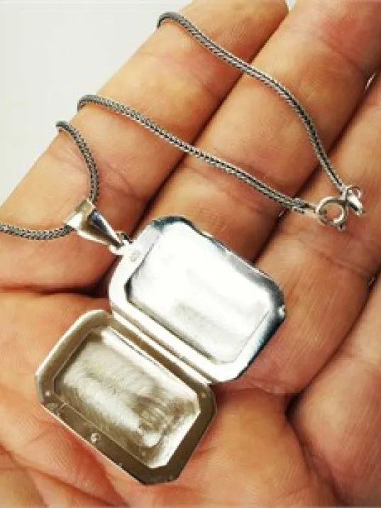 DUA RESİM KONULABİLEN GÜMÜŞ KOLYE ZİNCİR MUSKA