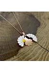 Papatya Beyaz Sarı Mineli Gizli İsim Yazılabilir Bayan Gümüş Kolye GKLBYZPPTYI
