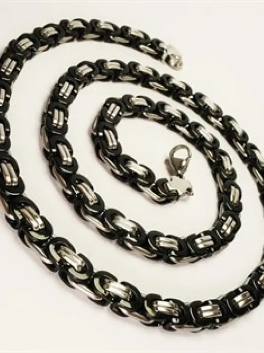 ERKEK ÇELİK ZİNCİR KOLYE VE BİLEKLİK SET YASSI MODEL ORTA KALINLIKTA ERKEK ÇELİK ZİNCİR KOLYE VE BİLEKLİK SET YASSI MODEL ORTA KALINLIKTA