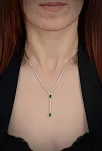 Lena Bayan Zümrüt Taşlı Gümüş Su Yolu Set - Kolye, Bileklik, Küpe, Yüzük