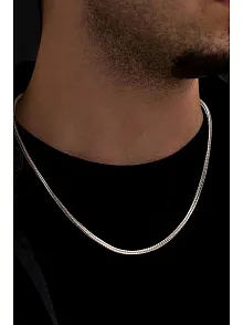 Kalın Beyaz Tilki Kuyruğu Model Gümüş Kolye