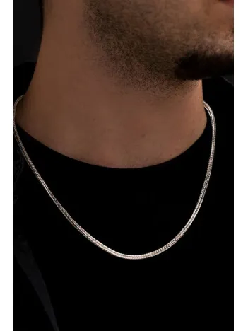 Kalın Beyaz Tilki Kuyruğu Model Gümüş Kolye