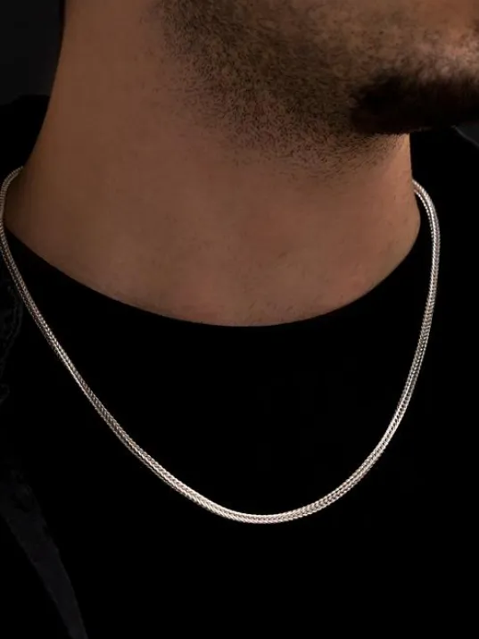 Kalın Beyaz Tilki Kuyruğu Model Gümüş Kolye