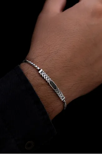 Erkek Gümüş Bileklik - Küp Zincirli Omega Model 3 Gümüş Bileklik