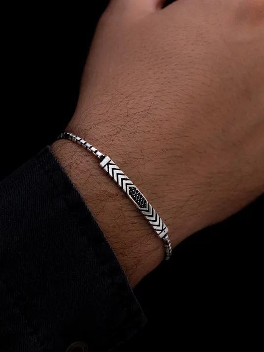 Erkek Gümüş Bileklik - Küp Zincirli Omega Model 3 Gümüş Bileklik