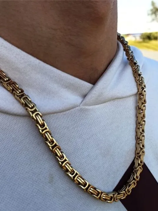 Erkek Paslanmaz Sarı Çelik Kolye Erkek Paslanmaz Sarı Çelik Kolye